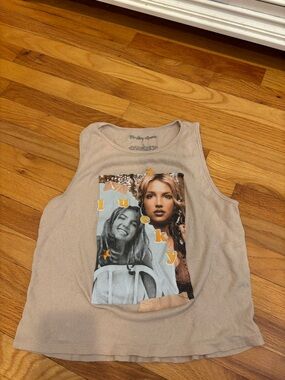 Target Beige Graphic Ribbed Tank Top